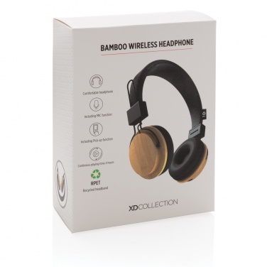 Logo trade promotional items picture of: Bamboo wireless headphone